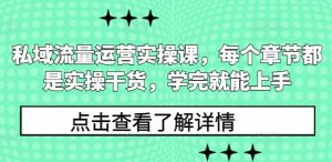 私域流量运营实操课，每个章节都是实操干货，学完就能上手-兵兵资源