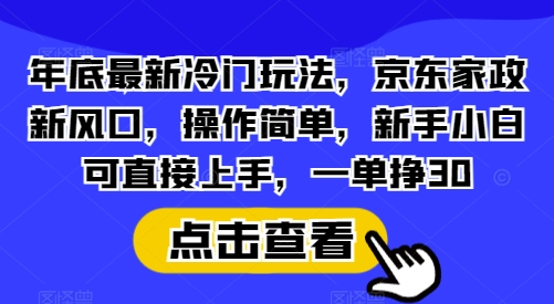年底最新冷门玩法，京东家政新风口，操作简单，新手小白可直接上手，一单挣30【揭秘】-兵兵资源