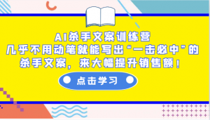 AI杀手文案训练营：几乎不用动笔就能写出“一击必中”的杀手文案，来大幅提升销售额！-兵兵资源