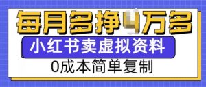 小红书虚拟资料项目，0成本简单复制，每个月多挣1W【揭秘】-兵兵资源
