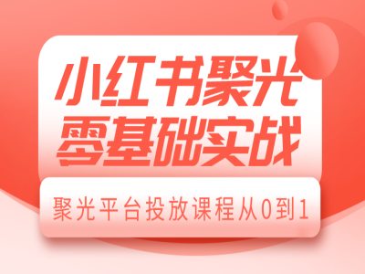 小红书聚光零基础实战,聚光平台投放课程从0到1-兵兵资源