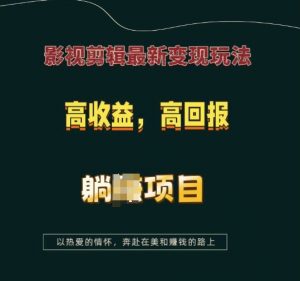 影视剪辑最新变现玩法，高收益，高回报，躺Z项目【揭秘】-兵兵资源
