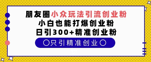 朋友圈小众玩法引流创业粉，小白也能打爆创业粉，日引300+精准创业粉【揭秘】-兵兵资源