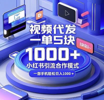 视频代发,一单5块,小红书引流合作模式,一部手机轻松日入多张【揭秘】-兵兵资源