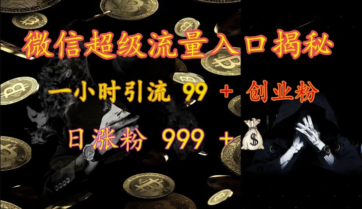 微信超级流量入口揭秘：一小时引流 99 + 创业粉，日涨粉 999 +-兵兵资源