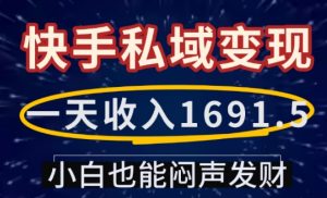 一天收入1691.5，快手私域变现，小白也能闷声发财-兵兵资源