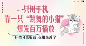 只用手机靠一只“跳舞的小猫”爆发百万播放，狂撸分成收益，保姆级教学-兵兵资源