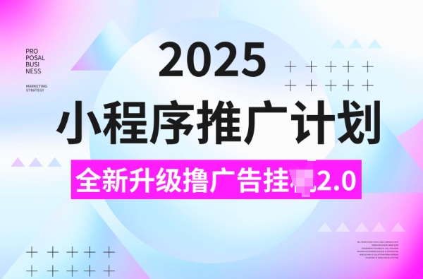 2025小程序推广计划，撸广告挂JI3.0玩法，日均5张【揭秘】-兵兵资源