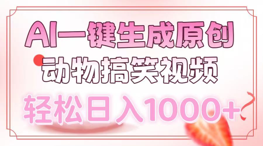 AI一键生成原创动物搞笑视频，轻松日入1000+-兵兵资源