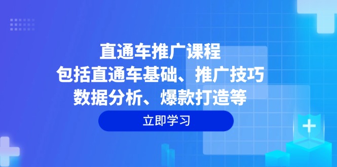 直通车推广课程：包括直通车基础、推广技巧、数据分析、爆款打造等-兵兵资源