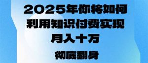 2025年，你将如何利用知识付费实现月入十万，甚至年入百万？-兵兵资源