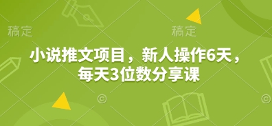 小说推文项目,新人操作6天,每天3位数分享课-兵兵资源