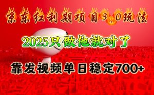 京东红利项目3.0玩法，2025只做他就对了，靠发视频单日稳定700+-兵兵资源