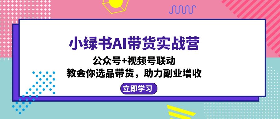 小绿书AI带货实战营：公众号+视频号联动，教会你选品带货，助力副业增收-兵兵资源
