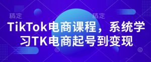 TikTok电商课程，​系统学习TK电商起号到变现-兵兵资源