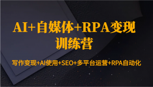 AI+自媒体+RPA变现训练营：写作变现+AI使用+SEO+多平台运营+RPA自动化-兵兵资源