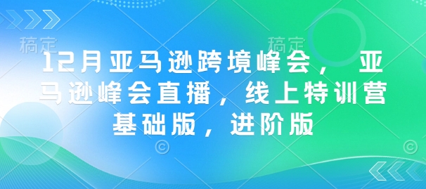 12月亚马逊跨境峰会， 亚马逊峰会直播，线上特训营基础版，进阶版-兵兵资源