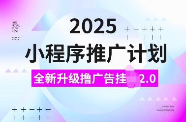 2025小程序推广计划,全新升级撸广告挂JI2.0玩法,日入多张,小白可做【揭秘】-兵兵资源