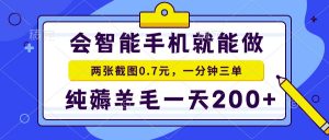 会智能手机就能做，两张截图0.7元，一分钟三单，纯薅羊毛一天200+-兵兵资源