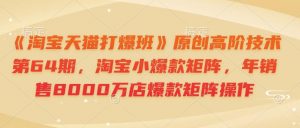 《淘宝天猫打爆班》原创高阶技术第64期，淘宝小爆款矩阵，年销售8000万店爆款矩阵操作-兵兵资源