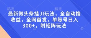最新微头条挂JI玩法，全自动撸收益，全网首发，单账号日入300+，附矩阵玩法【揭秘】-兵兵资源