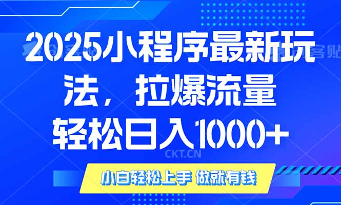 2025年小程序最新玩法，流量直接拉爆，单日稳定变现1000+-兵兵资源