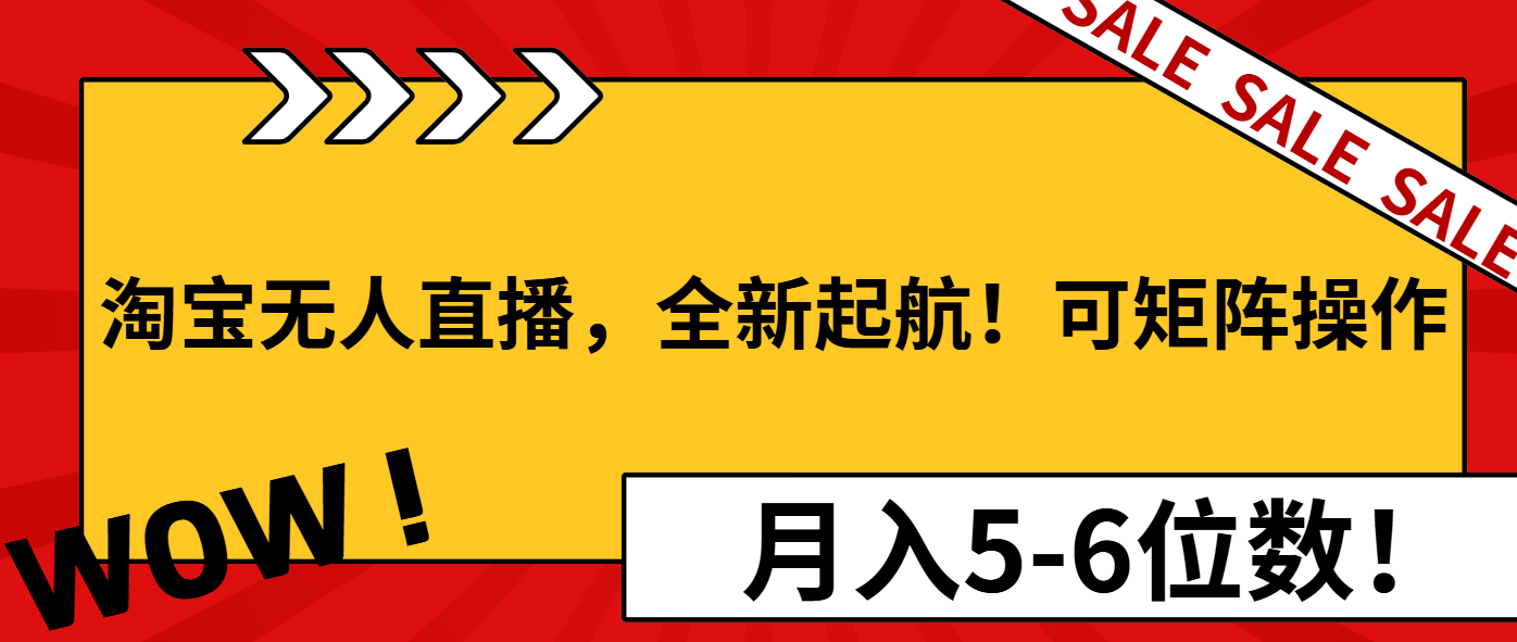 淘宝无人直播，全新起航！可矩阵操作，月入5-6位数！-兵兵资源