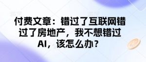 付费文章：错过了互联网错过了房地产，我不想错过AI，该怎么办？-兵兵资源