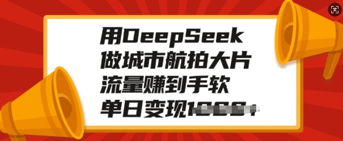 用DeepSeek做城市航拍大片，流量赚到手软，单日变现多张-兵兵资源