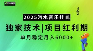 2025汽水音乐挂JI，独家技术，项目红利期，稳定月入5k【揭秘】-兵兵资源