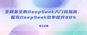 全网最全的DeepSeek入门到指南，看完DeepSeek效率提升80%(建议收藏)-兵兵资源