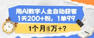 用AI数字人全自动获客，1天200+粉，1单99，1个月1个W+?-兵兵资源