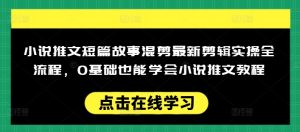 小说推文短篇故事混剪最新剪辑实操全流程，0基础也能学会小说推文教程，肯干多发日入多张-兵兵资源