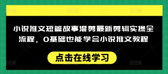小说推文短篇故事混剪最新剪辑实操全流程，0基础也能学会小说推文教程，肯干多发日入多张-兵兵资源