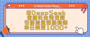 用DeepSeek做哪吒走秀视频，引爆流量涨粉利器，单日变现1k-兵兵资源