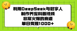 利用DeepSeek与数字人制作养宠科普视频，非常火爆的赛道，单日变现多张-兵兵资源
