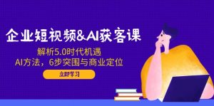 企业短视频&AI获客课：解析5.0时代机遇，AI方法，6步突围与商业定位-兵兵资源