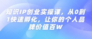 知识IP创业实操课，从0到1快速孵化，让你的个人品牌价值百W-兵兵资源