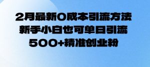 2月最新0成本引流方法，新手小白也可单日引流500+精准创业粉-兵兵资源