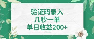 验证码录入，几秒一单，单日收益200+-兵兵资源