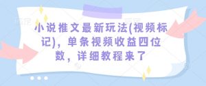 小说推文最新玩法(视频标记)，单条视频收益四位数，详细教程来了-兵兵资源