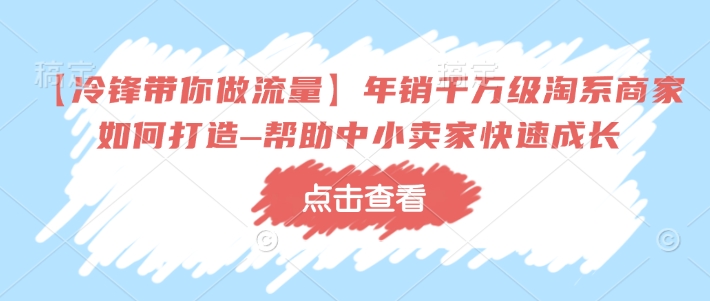 【冷锋带你做流量】年销千万级淘系商家如何打造–帮助中小卖家快速成长-兵兵资源