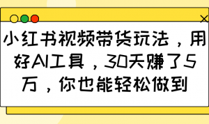 小红书视频带货玩法,用好AI工具,30天赚了5万,你也能轻松做到-兵兵资源