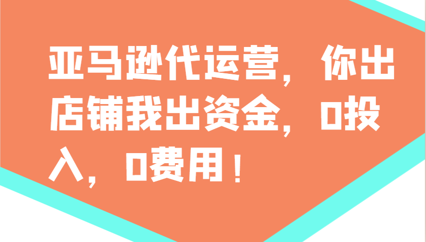 亚马逊代运营，你出店铺我出资金，0投入，0费用，无责任每天300分红，赢亏我承担-兵兵资源