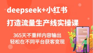 deepseek+小红书打造流量生产线实操课,365天不重样内容输出,轻松在不同平台获客变现-兵兵资源