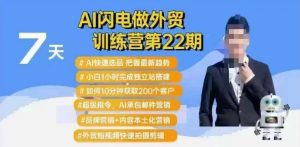 AI闪电做外贸训练营第22期：Al快速选品+小白1小时完成独立站搭建+10分钟获取200个客户等-兵兵资源