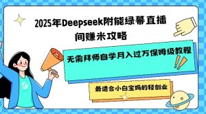 2025年Deepseek附能绿幕直播间挣米攻略无需拜师自学月入过W保姆级教程，最适合小白宝妈的轻创业-兵兵资源
