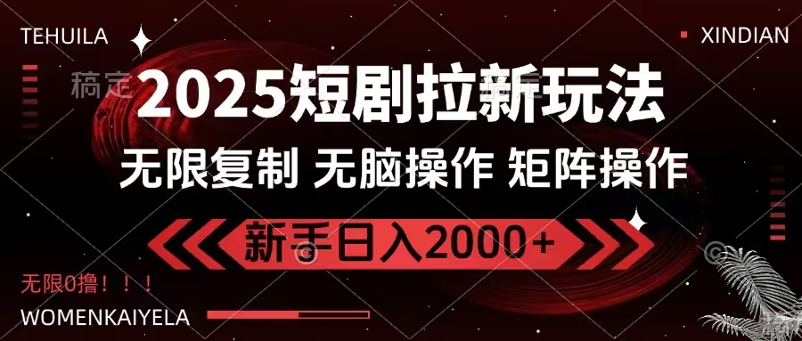 2025短剧拉新玩法，无需注册登录，无限0撸，无脑批量操作日入2000+-兵兵资源