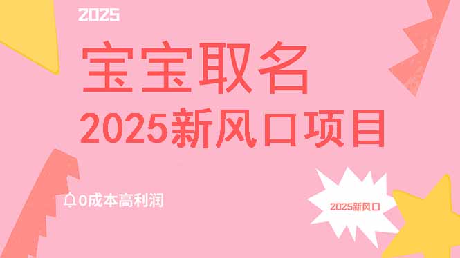 2025新风口项目宝宝取名，0成本高利润，附保姆级教程，月入过万不是梦-兵兵资源