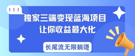 独家三端变现蓝海项目，让你收益最大化，长尾流无限躺挣-兵兵资源